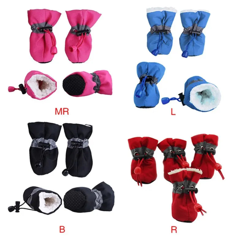 Winter Warm Pet Dog Shoes 4pcs/set Waterproof Antiskid Puppy Shoes for Small Medium Dogs Anti-slip Rain Snow Boots Pet Protectio