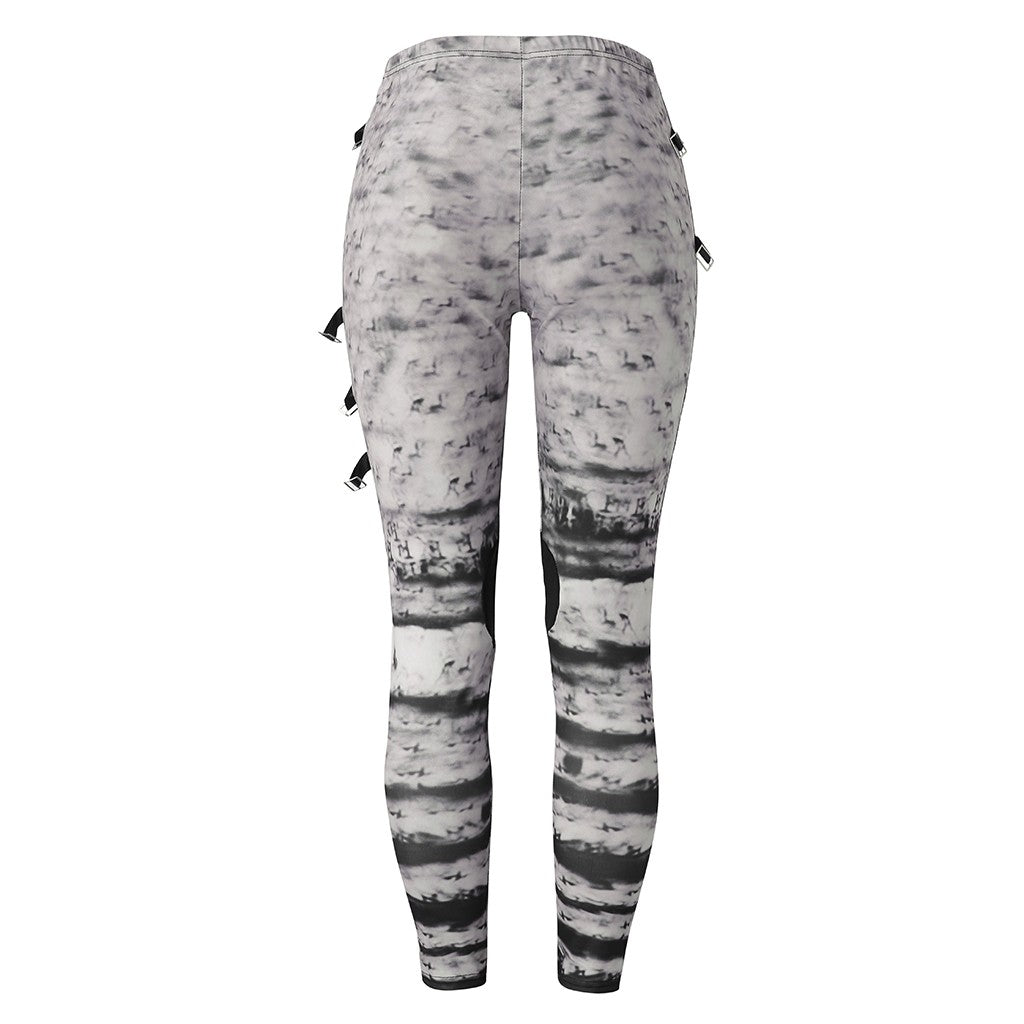 Gothic Punk Leggings Women Tight Elastic Pants Leggins Mujer Hip Hop Rocker High Waist Distressed Legging Pantalones De Mujer