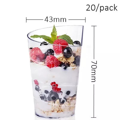 20 Pieces x Home Party Disposable Plastic Tableware Supplies, 70*44mm/60ml Petal Dessert Cake Bowl