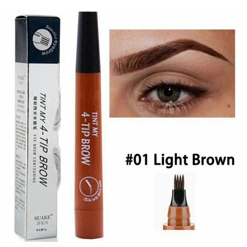 5 Colors Dark Brown 4 Point Liquid Eyebrow Pencil Microblading Waterproof Eyebrow Pencil Tattoo Eyebrow Pen Makeup