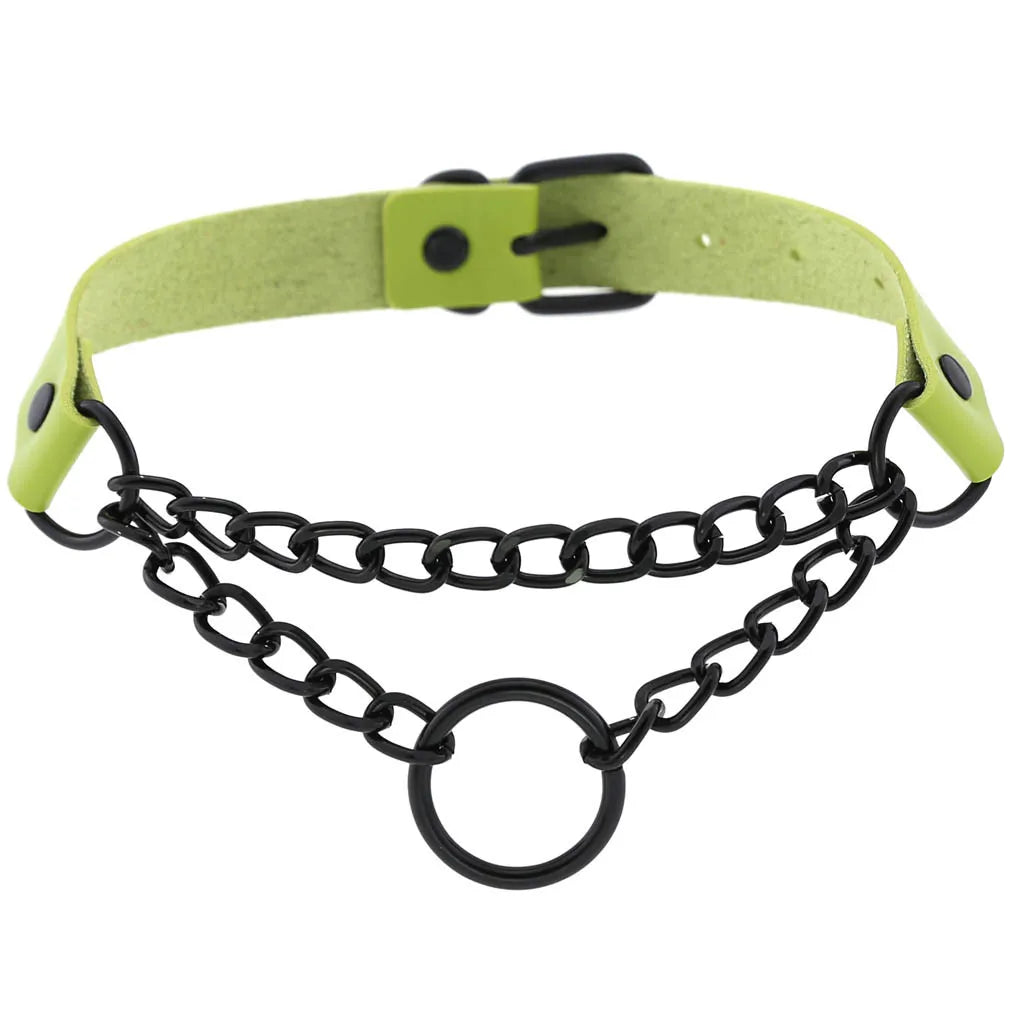 Halloween Cosplay Goth Green Choker Collar Necklaces For Women Emo Punk Balck Spike Geometry Pendant Necklace Y2K Jewelry Gifts