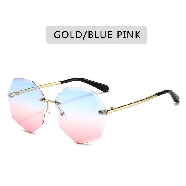 YOOSKE Rimless Women's Sunglasses Fashion Gradient Lenses Sun glasses Lady Vintage Alloy Legs Classic Designer Shades UV400