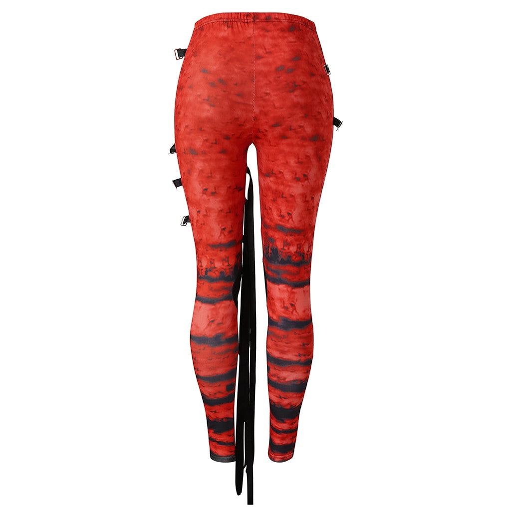 Gothic Punk Leggings Women Tight Elastic Pants Leggins Mujer Hip Hop Rocker High Waist Distressed Legging Pantalones De Mujer