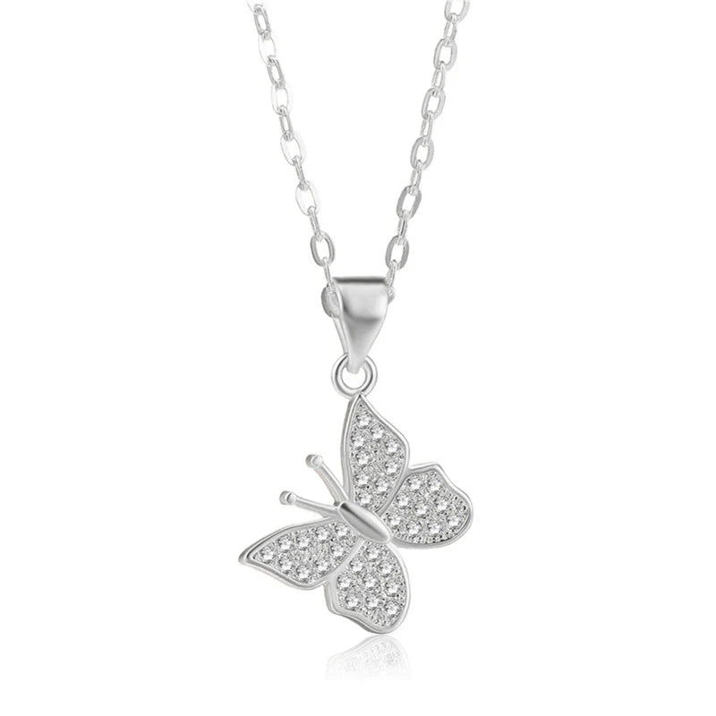 Juya 18K Real Gold Plated Micro Pave Zircon Butterfly Horse Bees Cat Leopard Pendant Necklace For Women Birthday Christmas Gift