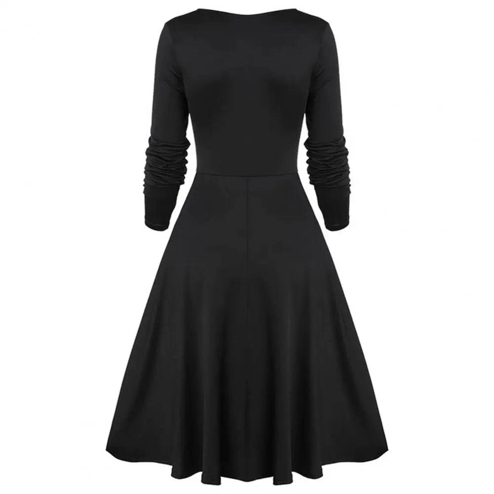 5XL Women Fashion Vintage Style Square Neck Party Dress Women Cosplay Dress Retro Midi Gown Dress Gothic Dresses Women Clothing
