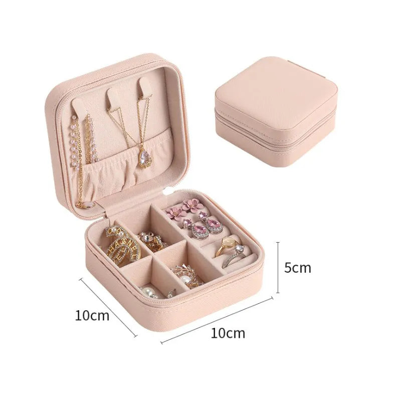 2022 Portable Jewelry Box Jewelry Organizer Display Travel Jewelry Case Boxes Button Leather Storage Zipper Jewelers Joyero