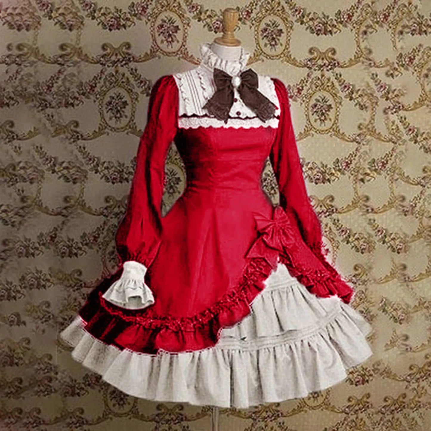 Gothic Lolita Dress For Women Cute Girls Lovely Maid Dress Vintage Ruffles Lace Medieval Elegant Party Dresses Cosplay Costume
