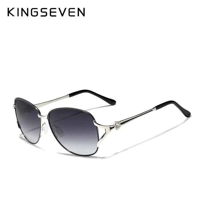KINGSEVEN 2023 Women's Glasses Luxury Brand Sunglasses Gradient Polarized Lens Round Sun glasses Butterfly Oculos Feminino