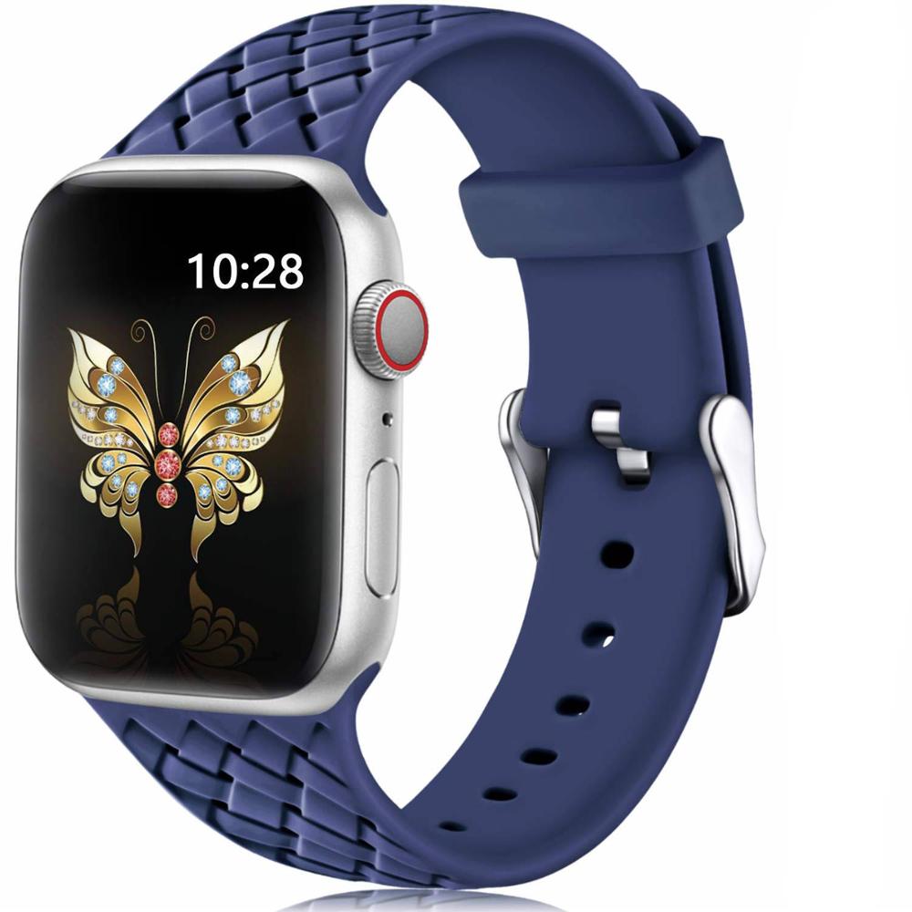 Silicone Strap for Apple watch band 44mm 40mm 45mm 41mm 42mm 38mm Accessories Woven Pattern bracelet iWatch series 6 5 4 3 SE 7