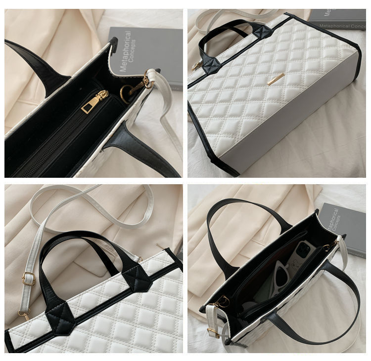 Lattice Large Tote bag 2021 Fashion New High quality PU Leather Women's Designer Handbag High capacity Shoulder Messenger Bag
