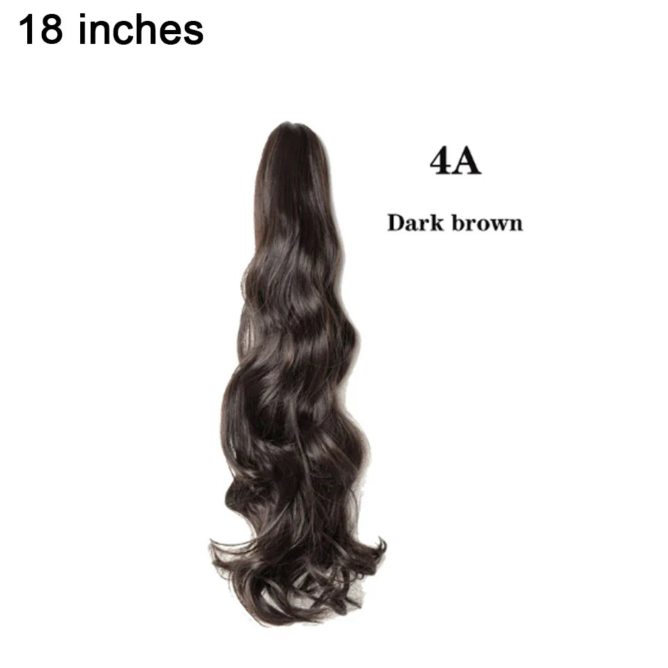 BENEHAIR Fake Ponytail Claw On Ponytail Long Wavy Clip In Hair Extension Hair Synthetic Hairpiece For Women Pony Tail Fake Hair