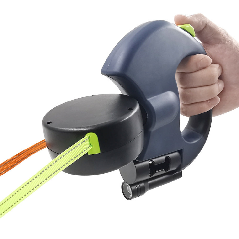 Double Head Dog Leash 360 Degree Nylon Traction Rope Automatic Retractable Outdoor Walking Leash Pet Accessories With Light