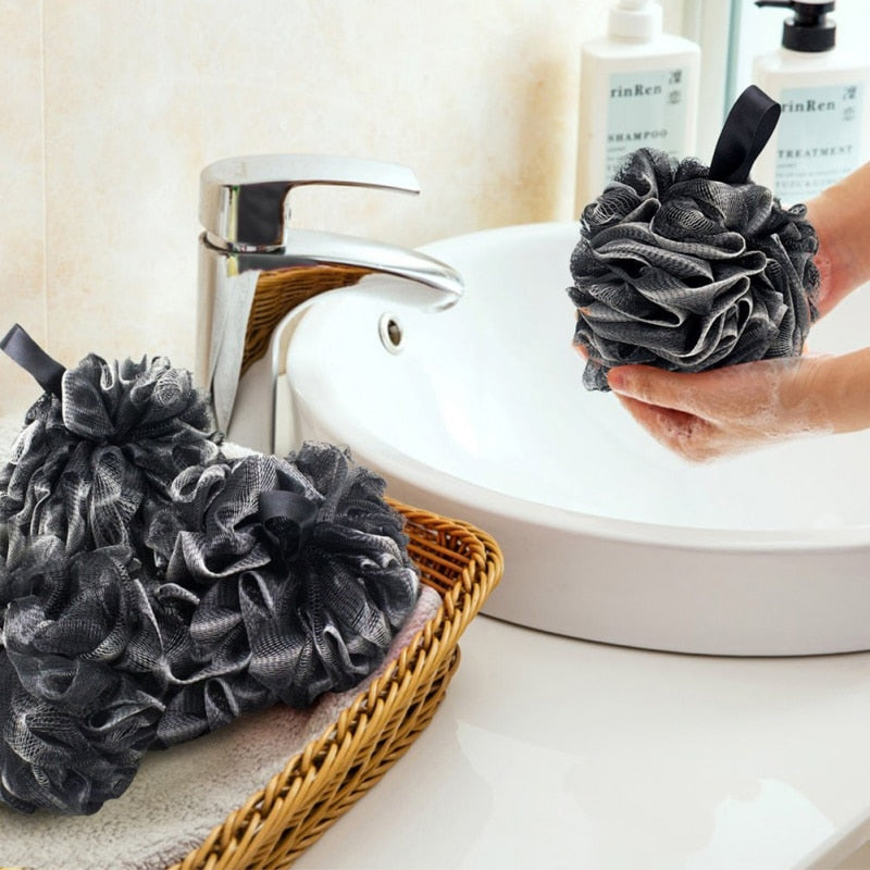 Bamboo Charcoal Bath Ball Bath Flower Bath Loofah Sponge Shower Pouf Body Scrubber Ball Mesh Pouf Bath Sponge Easy to Use