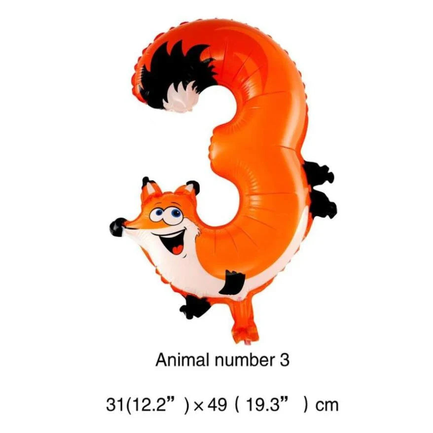 1PC 16inch Animal Digital Foil Balloons Party Decoration Happy Birthday Number Ball Decoration Ballon Gift Party Supplies