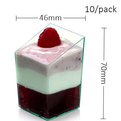 10 Pieces x Home Party Wedding Disposable Plastic Tableware Supplies, 75*62mm/100ml Mini Twisted Dessert Cup