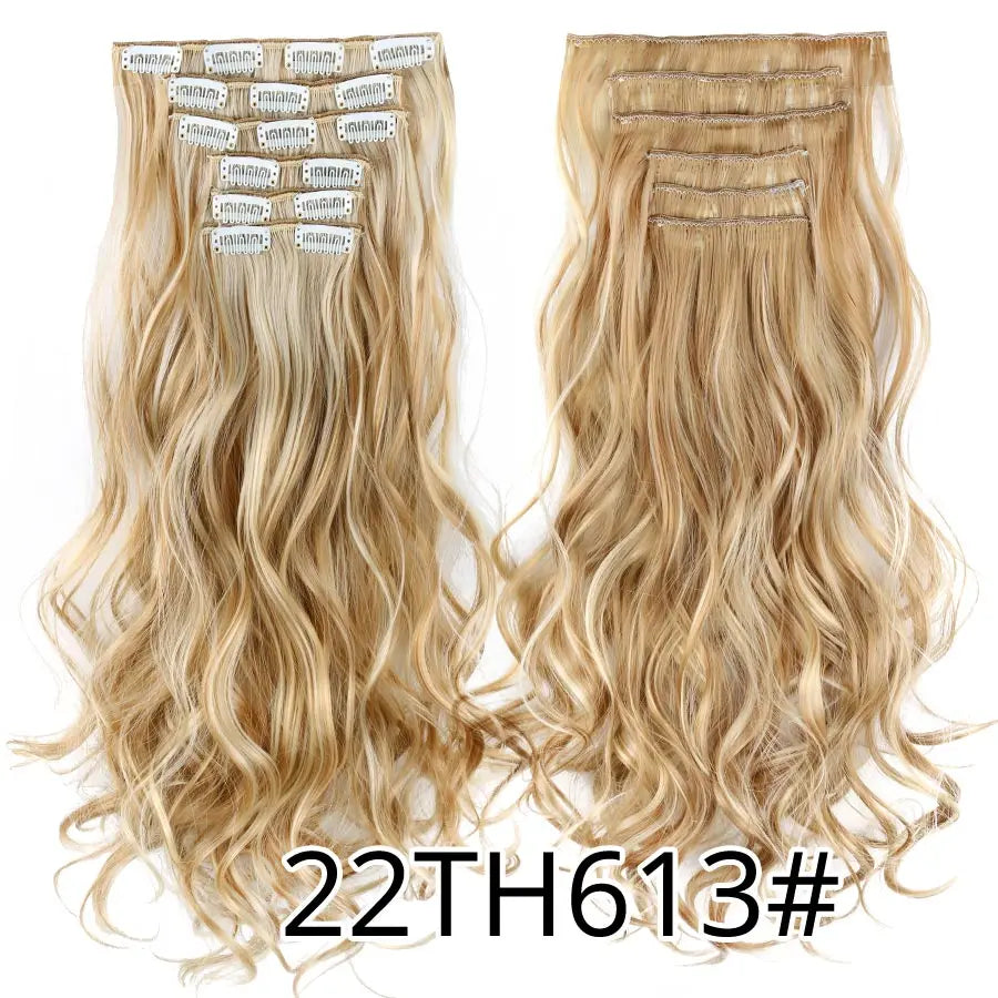 Leeons 16Clips Long Straight Synthetic Clip On Hair Extensions Cheveux Clip Naturel High Temperature Fiber Black Brown Hairpiece