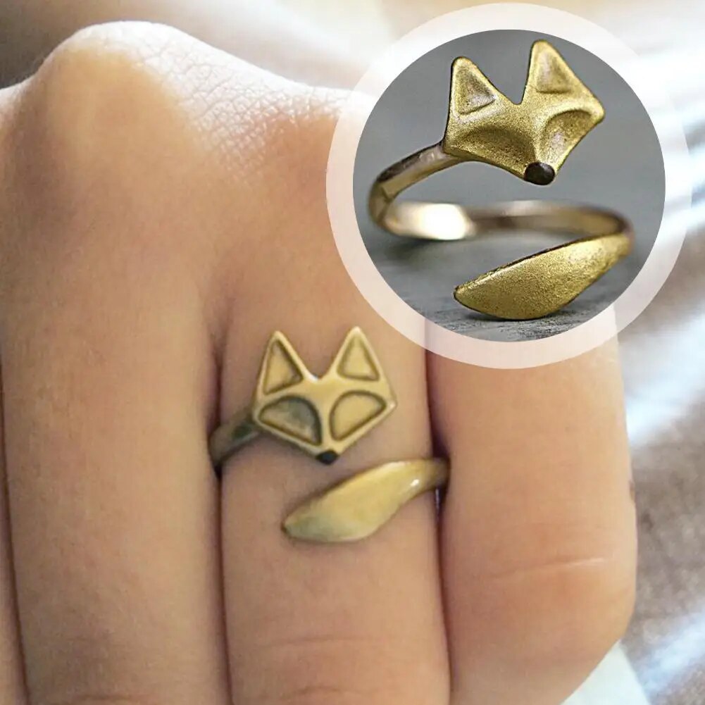 Raccoon Silver Color Plated  Fox Women Rings Adjustable Open Fashion Ring