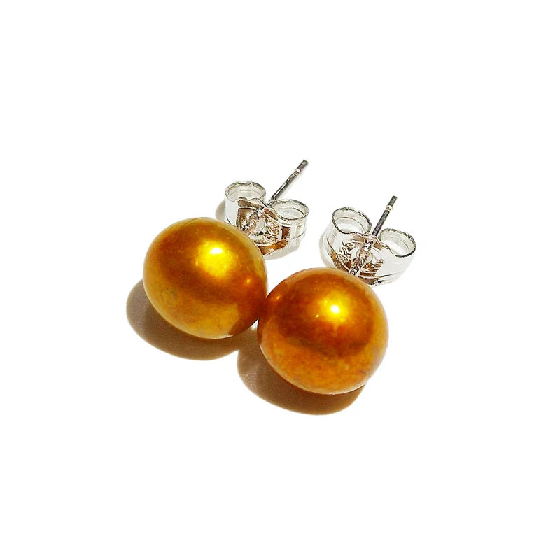 925 Sterling Silver Stud Pearl Earring 7-8mm High Luster White Pink Blue Pearl Earrings for Valentine's day Mother's Day Gift