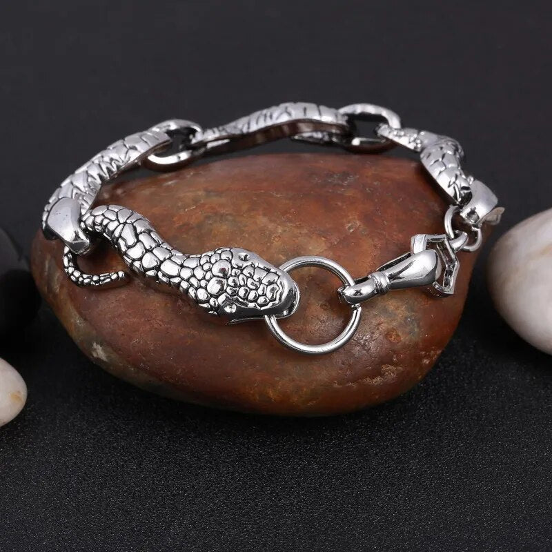 Black Fire Dragon Beads Bracelets Men Vintage Halloween Jewelry Alloy Metal Bracelets&Bangles Homme Drop Shipping