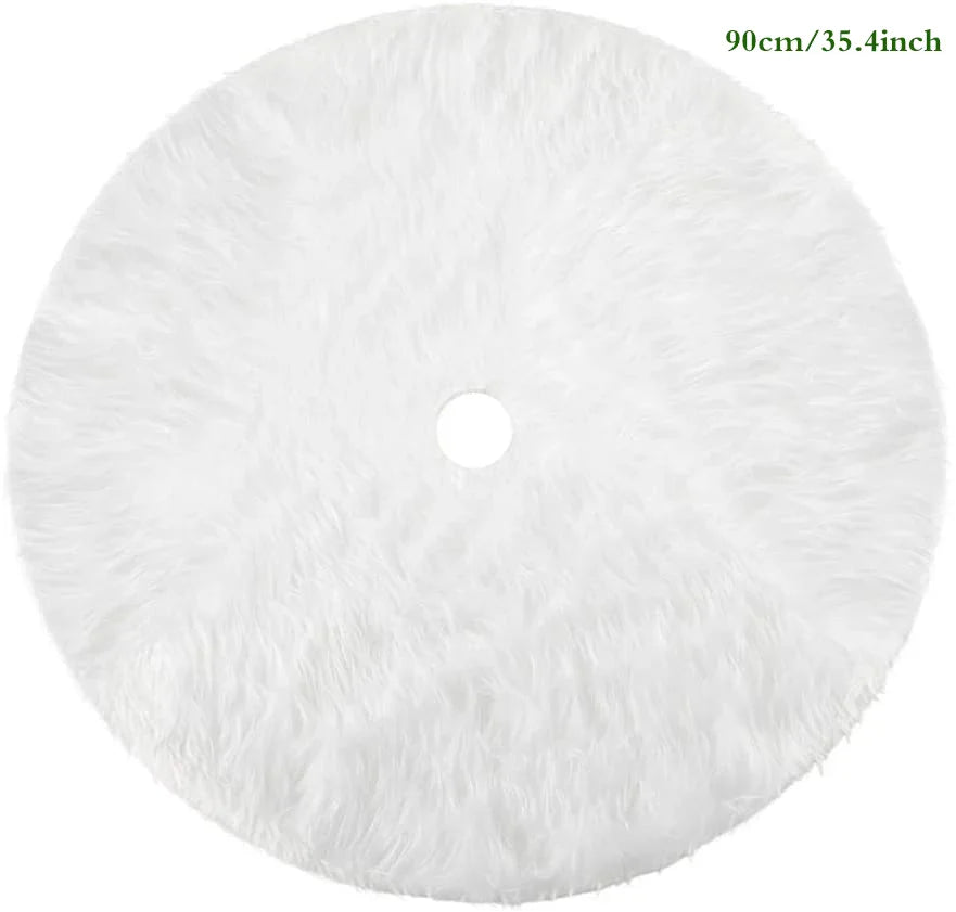 Christmas Tree White Faux Fur cover. Merry Christmas New Year Home Xmas-Tree Christmas Decorations For Tree