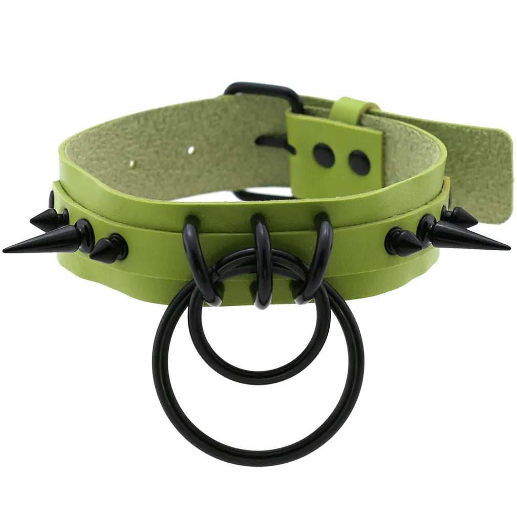 Halloween Cosplay Goth Green Choker Collar Necklaces For Women Emo Punk Balck Spike Geometry Pendant Necklace Y2K Jewelry Gifts