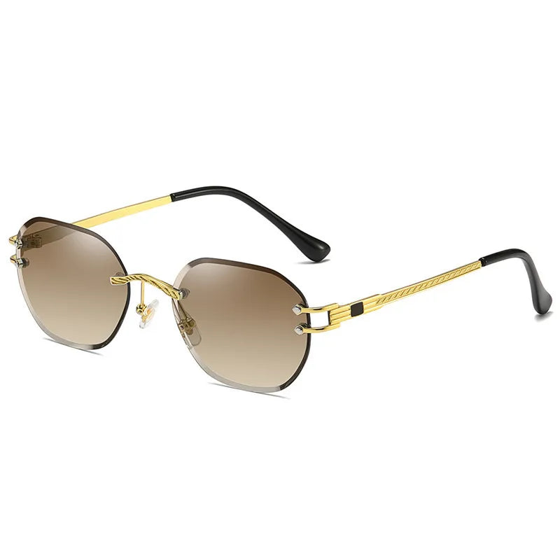 Blue Sunglasses Frameless Rimless Men 2021 High Quality Square Metal Sun Glasses Women Mirror Sea Summer Style