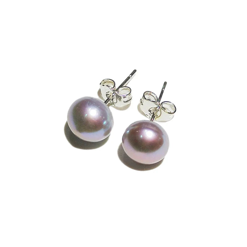 925 Sterling Silver Stud Pearl Earring 7-8mm High Luster White Pink Blue Pearl Earrings for Valentine's day Mother's Day Gift