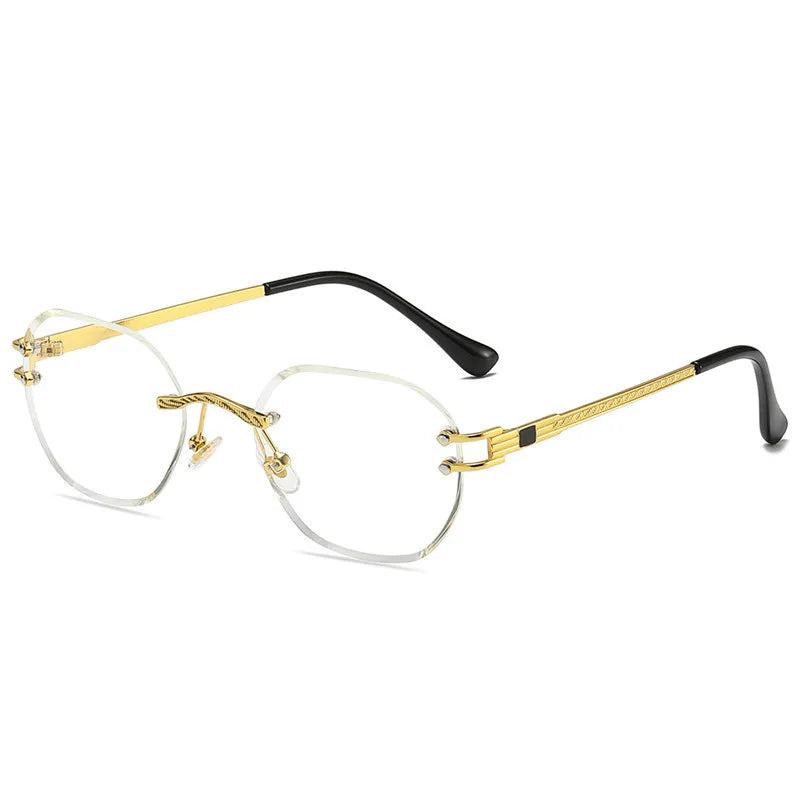 Blue Sunglasses Frameless Rimless Men 2021 High Quality Square Metal Sun Glasses Women Mirror Sea Summer Style