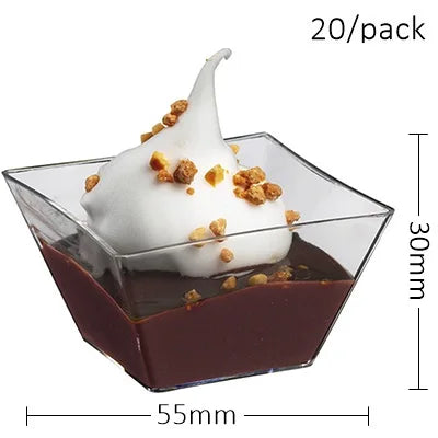20 Pieces x Home Party Disposable Plastic Tableware Supplies, 70*44mm/60ml Petal Dessert Cake Bowl