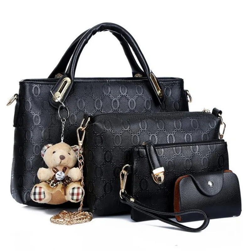Multifunction 4pcs/Set Women Bag, PU Leather Luxury Designer Bags Handbag, Messenger Bag, Shoulder Bag, Wallet.