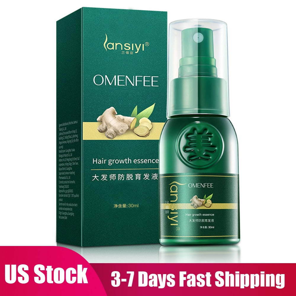 US Stock Ginger Hair Growth Spray Essential Oil Hair Loss Liquid Hair Growth Spray For Men Women Hair Care Tools