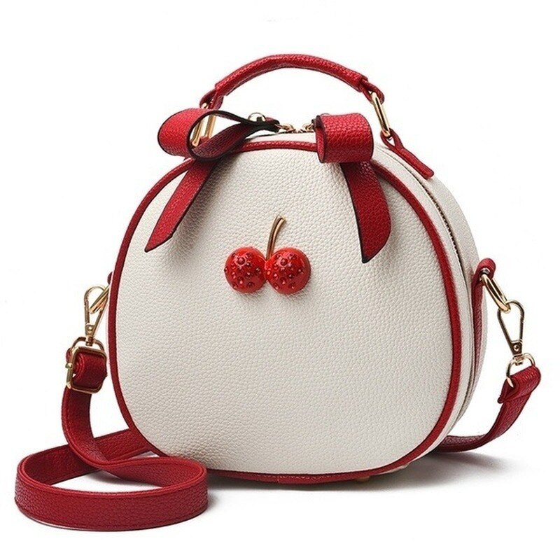 New Ladies Lychee Pattern Hit Color Cherry Small Backpack Simple Cherry Messenger Shoulder Bag Mini Handbag