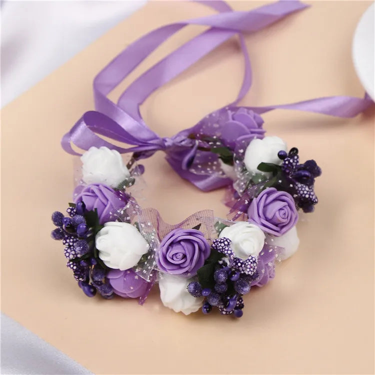 6Colors Women Beach Headband Floral Hair Lady Girls Bride Boho Flower Headband Floral Head Wreath Garlands Bohemia Beach Flower
