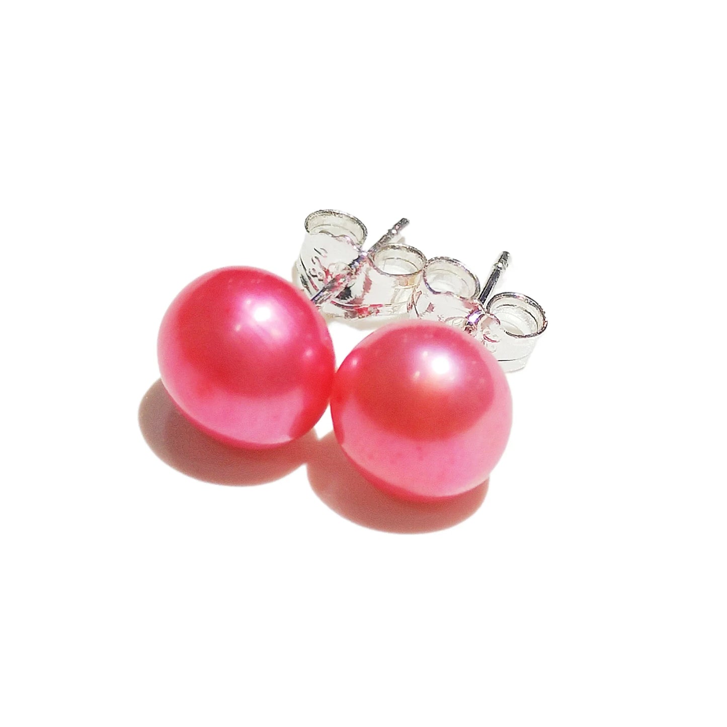 925 Sterling Silver Stud Pearl Earring 7-8mm High Luster White Pink Blue Pearl Earrings for Valentine's day Mother's Day Gift