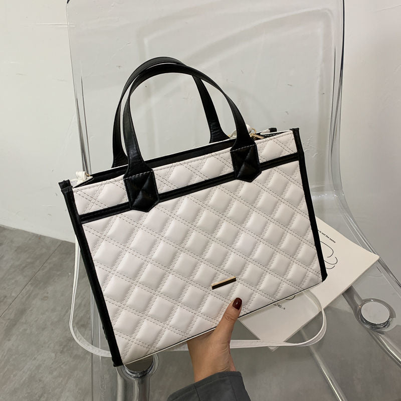 Lattice Large Tote bag 2021 Fashion New High quality PU Leather Women's Designer Handbag High capacity Shoulder Messenger Bag