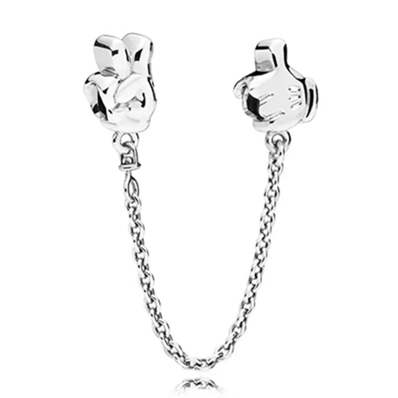 New Animal Footprint Musical Note Safety Chain Crown Boy Pendant Fits Pandora Charm Bracelet DIY Women's Original Beading Gifts