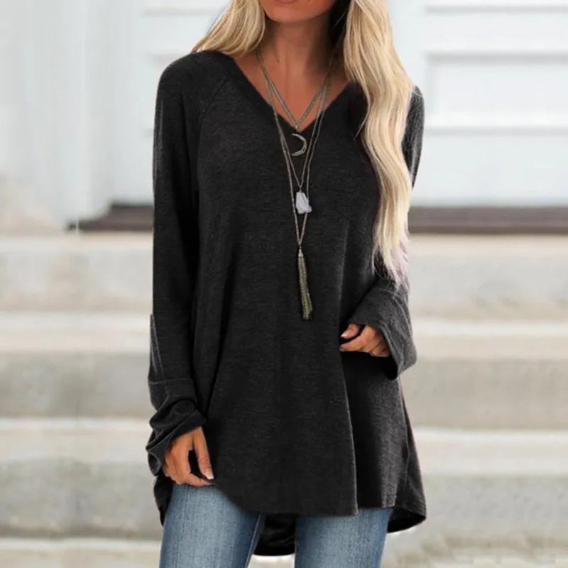 Female Clothes New Spring Autumn S-8XL Oversized T-shirt Solid Long Sleeve Loose Cotton Casual Harajuku Tunic Tees Top Women's