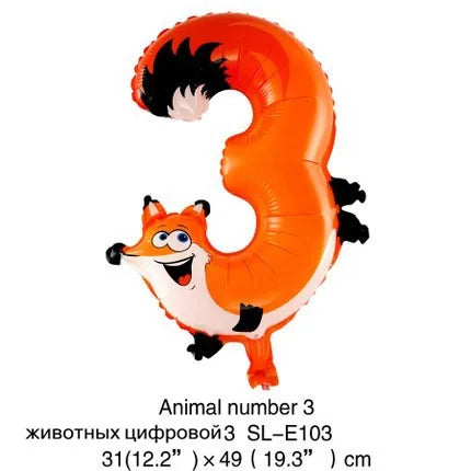 1PC 16inch Animal Digital Foil Balloons Party Decoration Happy Birthday Number Ball Decoration Ballon Gift Party Supplies
