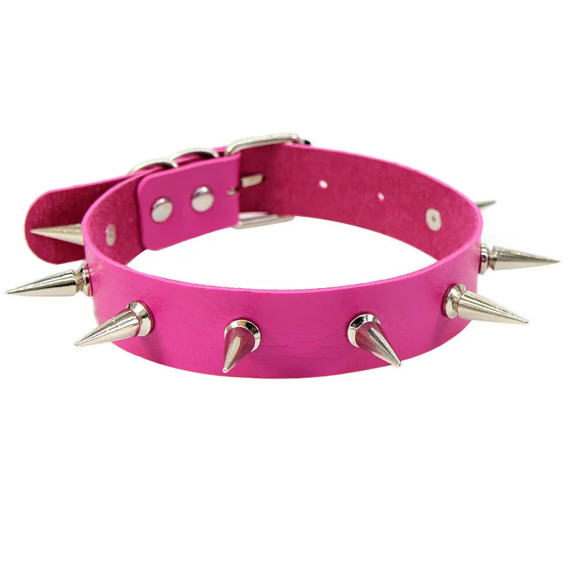 Red Long Spike Choker Punk Collar Women Men Rivets Studded Chocker Necklace 2021 Fashion Goth Jewelry Metal Gothic Accessories