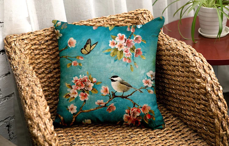 birds cushion Home Car decorative pillows butterfly almofada /coussin / linen Cojines decoration pillowcase CH5D04