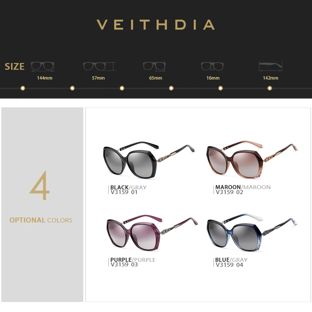 VEITHDIA Women's Sunglasses Fashion Polarized UV400 Gradient Lens Luxury Ladies Designer Eyewear Accessories For Female 3159
