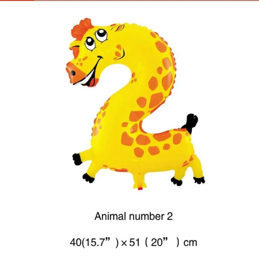 1PC 16inch Animal Digital Foil Balloons Party Decoration Happy Birthday Number Ball Decoration Ballon Gift Party Supplies
