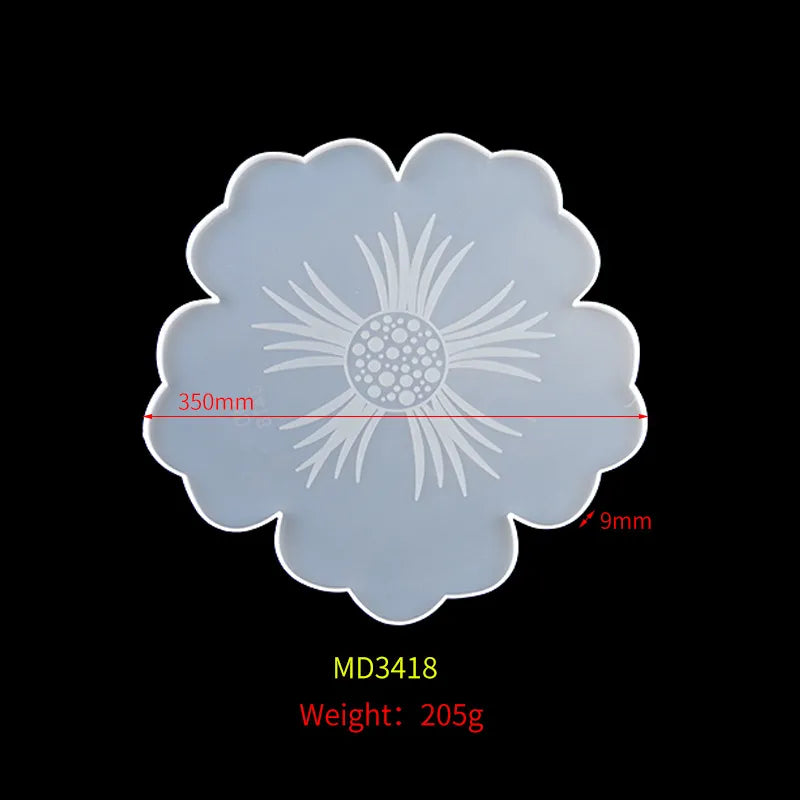 Flower Tea Cup Pad Molds Set DIY Handmade Crystal Big Flower Plate Clay Epoxy uv Resin Mold Silicone Craft Mold Art Home Decorat