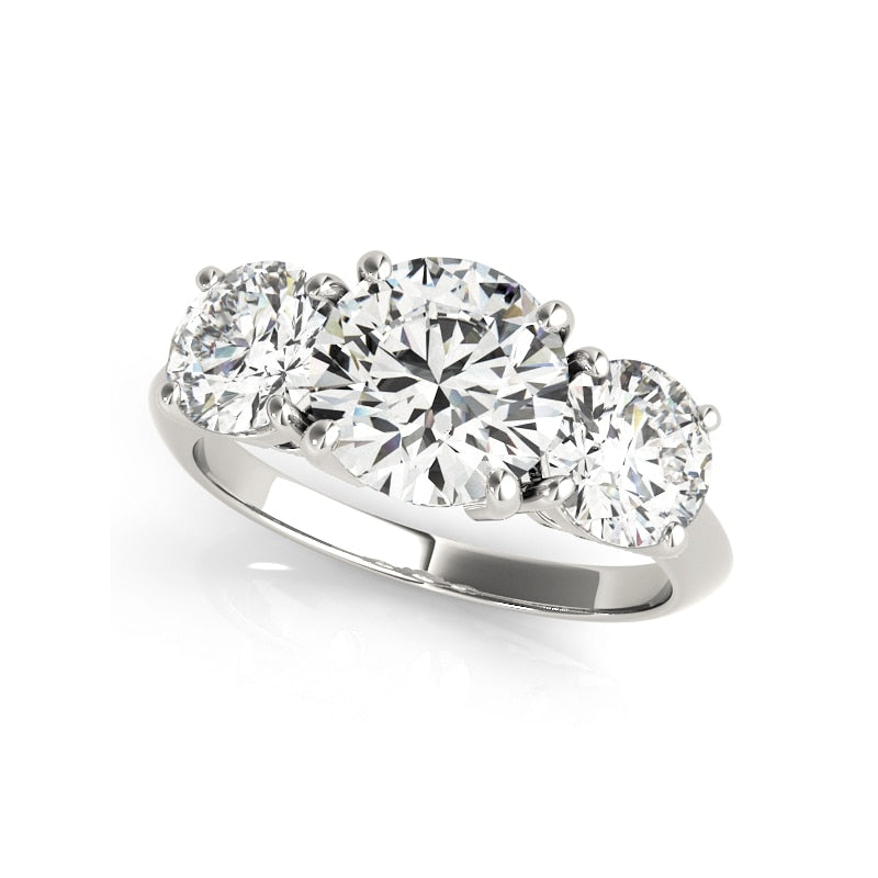 LESF 925 Sterling Silver Women's Ring 3 Stones 2 Carats Round Cut SONA Simulated Diamond Wedding Engagement Rings