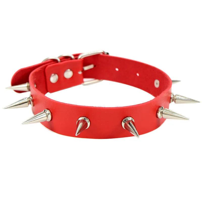 Red Long Spike Choker Punk Collar Women Men Rivets Studded Chocker Necklace 2021 Fashion Goth Jewelry Metal Gothic Accessories