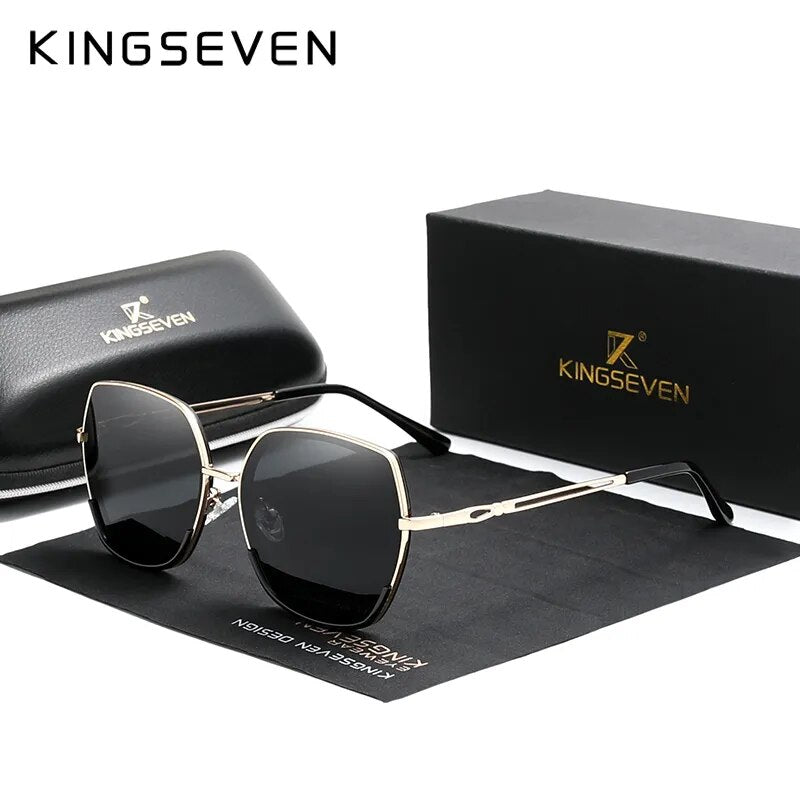 KINGSEVEN Women's Sunglasses Polarized Gradient Lens Luxury Ladies Butterfly Design Stainless Steel Sun glasses Accessories