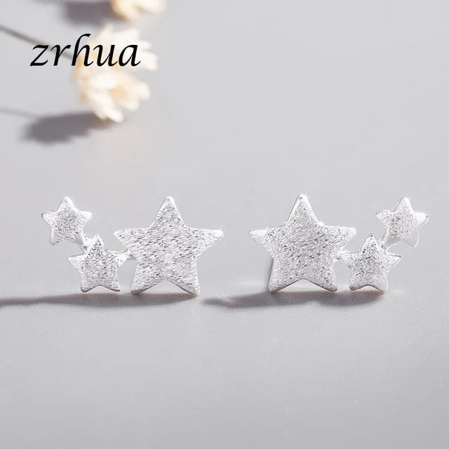 Newest 925 Sterling Silver Needle Women's Jewelry Cute Chic Stud Earrings for School Girls Kids Lady Birthday Gifts S925 Stamp