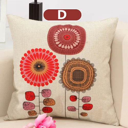 1Pcs Fashion Cotton Linen Flower Pattern Throw Pillow Cushion Cover Seat Car Home Decor Sofa Bed Decorative Pillowcase 40107
