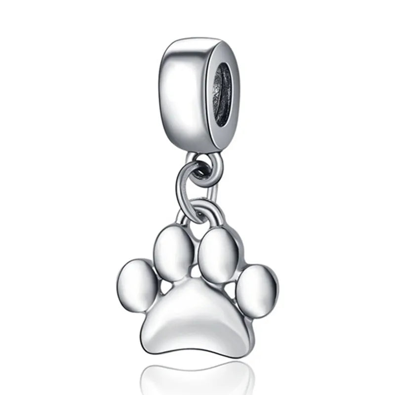 New Animal Footprint Musical Note Safety Chain Crown Boy Pendant Fits Pandora Charm Bracelet DIY Women's Original Beading Gifts