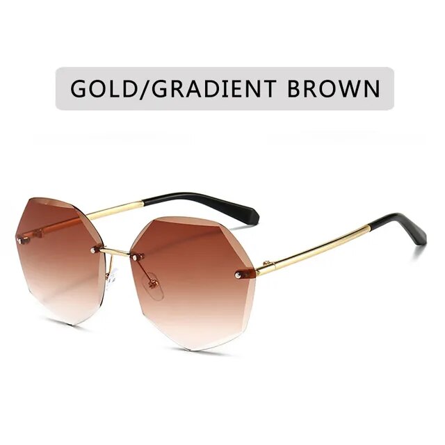YOOSKE Rimless Women's Sunglasses Fashion Gradient Lenses Sun glasses Lady Vintage Alloy Legs Classic Designer Shades UV400